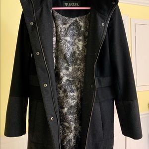 GUESS wool black and gray pea coat Size large